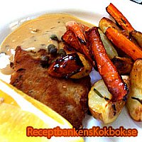 Panerad skinkschnitzel med rotfrukter