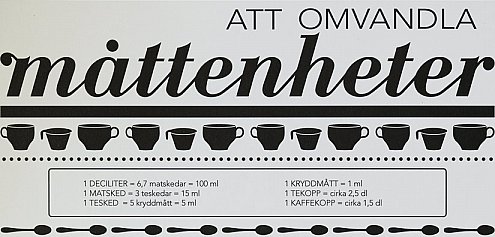 Omvandlare! Omvandla emellan vikt och deciliter, antingen gram till deciliter, dl, matsked, tesked, liter, gallon mm.